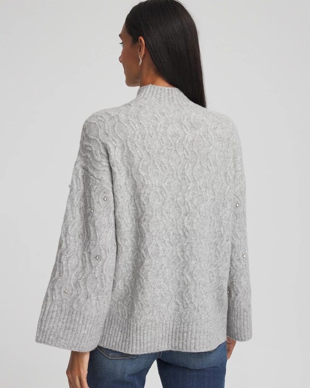 Sequined Cable Knit Sweater - image 3